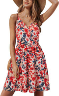 STYLEWORD Womens Sundress Summer Floral Wrap V Neck Backless Midi