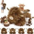Highland Cow Stuffed Animal with Baby Calves - 4-In-1 Plush Family