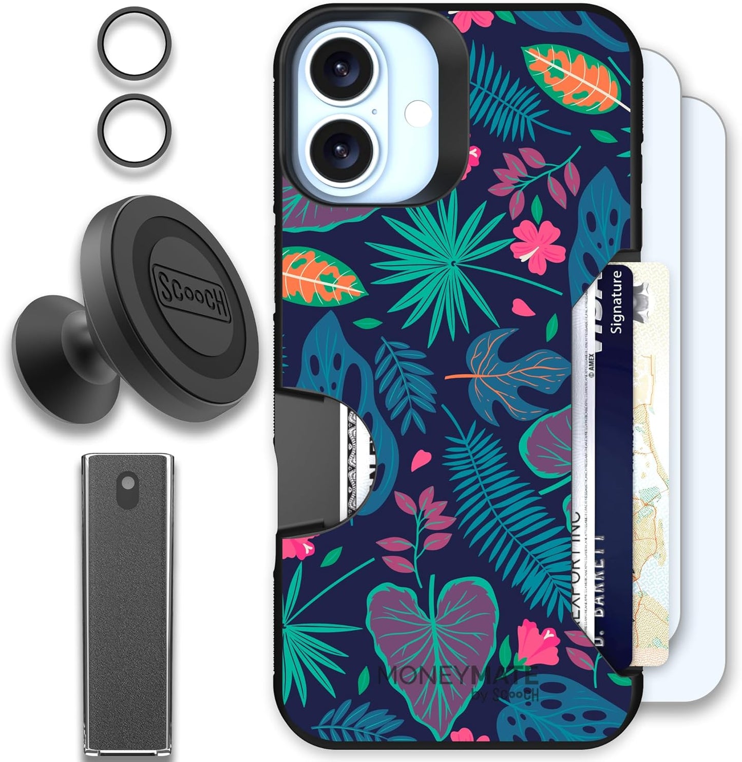 Scooch iPhone 16 Plus Case with Card Holder and Accessories