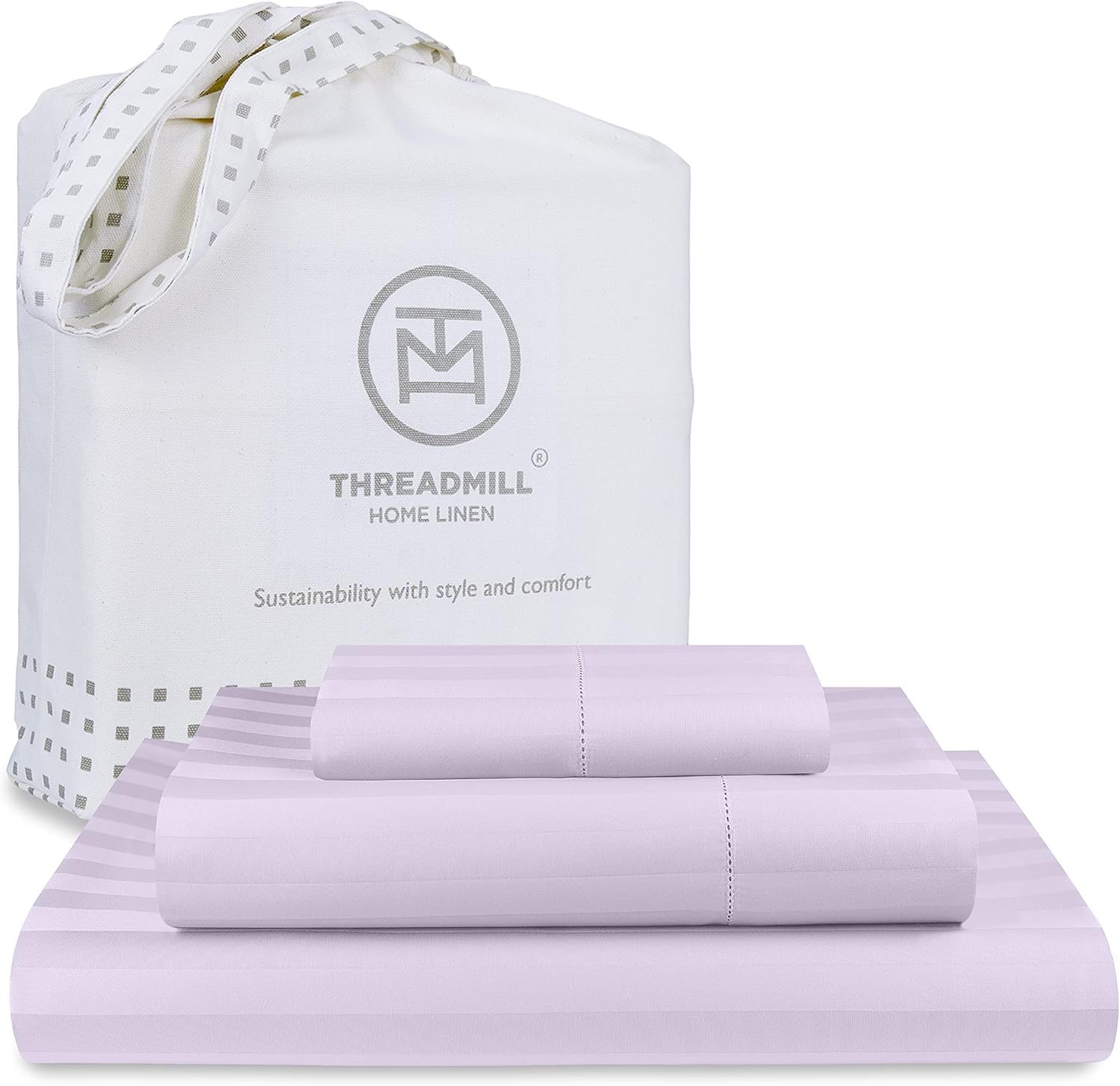 500 Thread Count Twin XL Damask Stripe Cotton Sheet Set