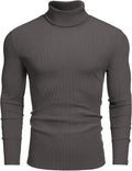 Men's Ribbed Turtleneck Sweater - Soft Knit Slim Fit Pullover