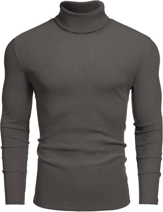 Men's Ribbed Turtleneck Sweater for Casual and Formal Wear