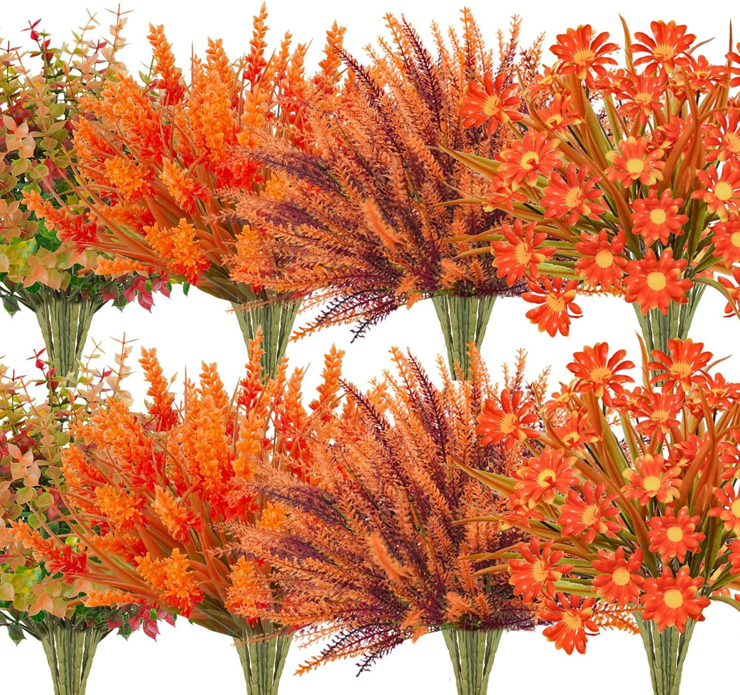 64 Pcs UV Resistant Faux Fall Plants for Outdoor Decoration
