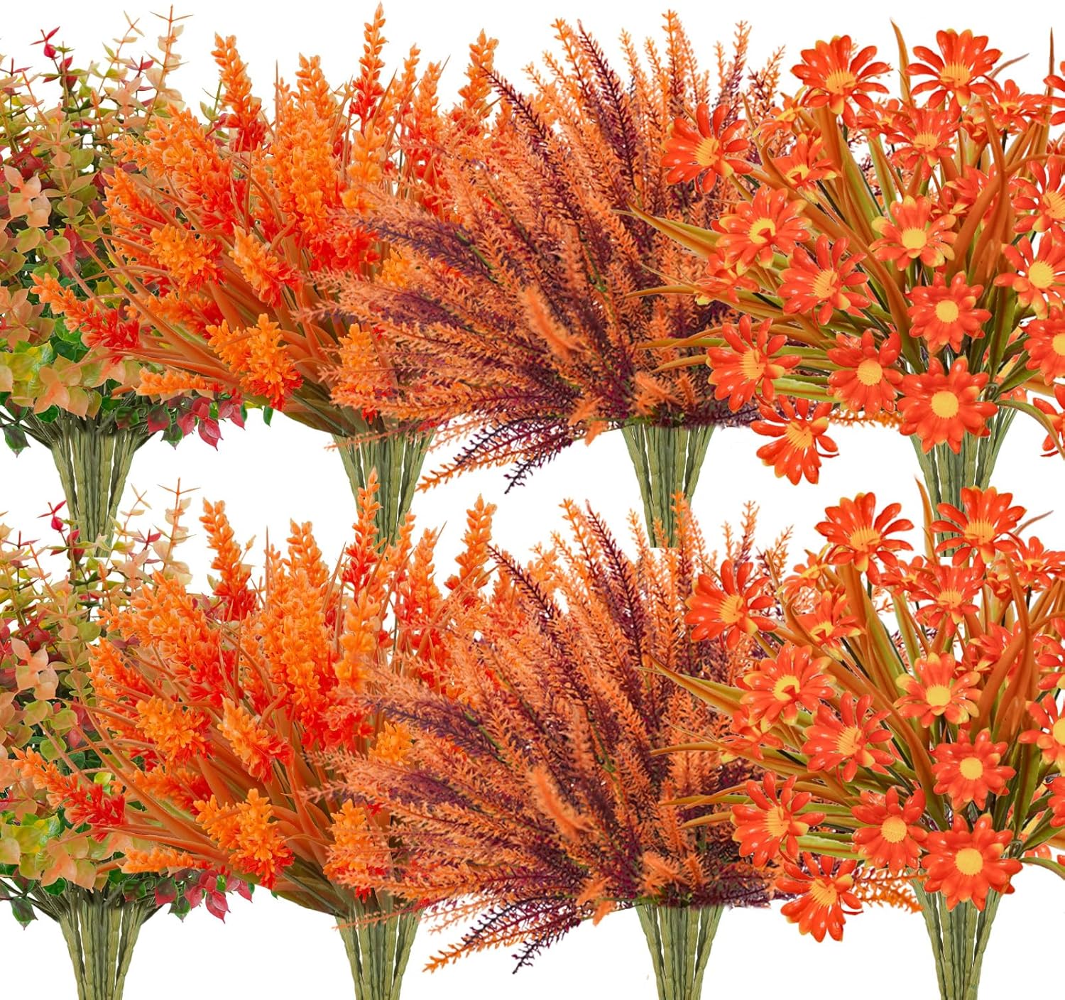 64 Pcs UV Resistant Faux Fall Plants for Outdoor Decoration