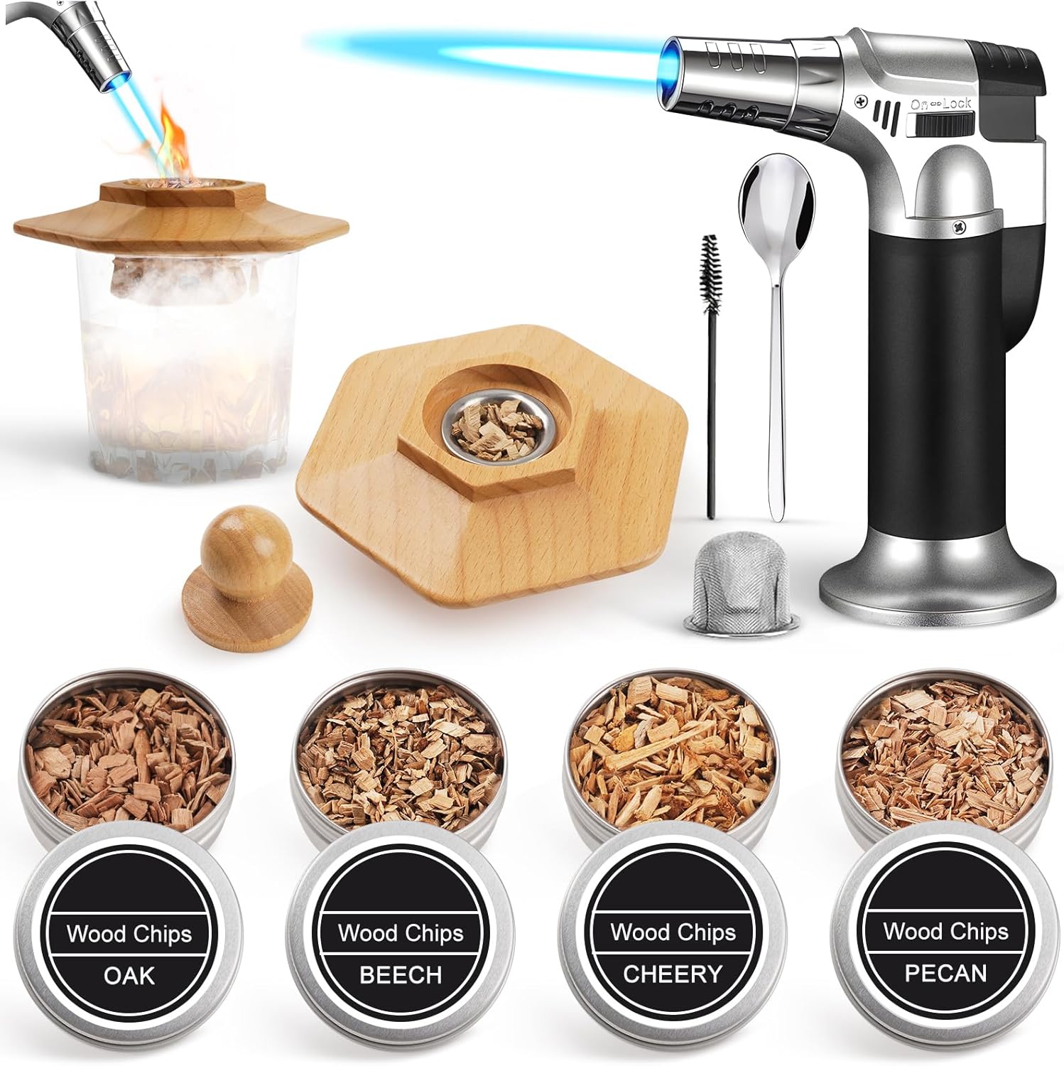 Whiskey Smoker Kit - 4 Wood Chip Flavors - Gift for Him