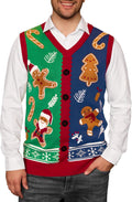 Mens Christmas Vest Sweater V-Neck Sleeveless Ugly Pullover (S-3XL)