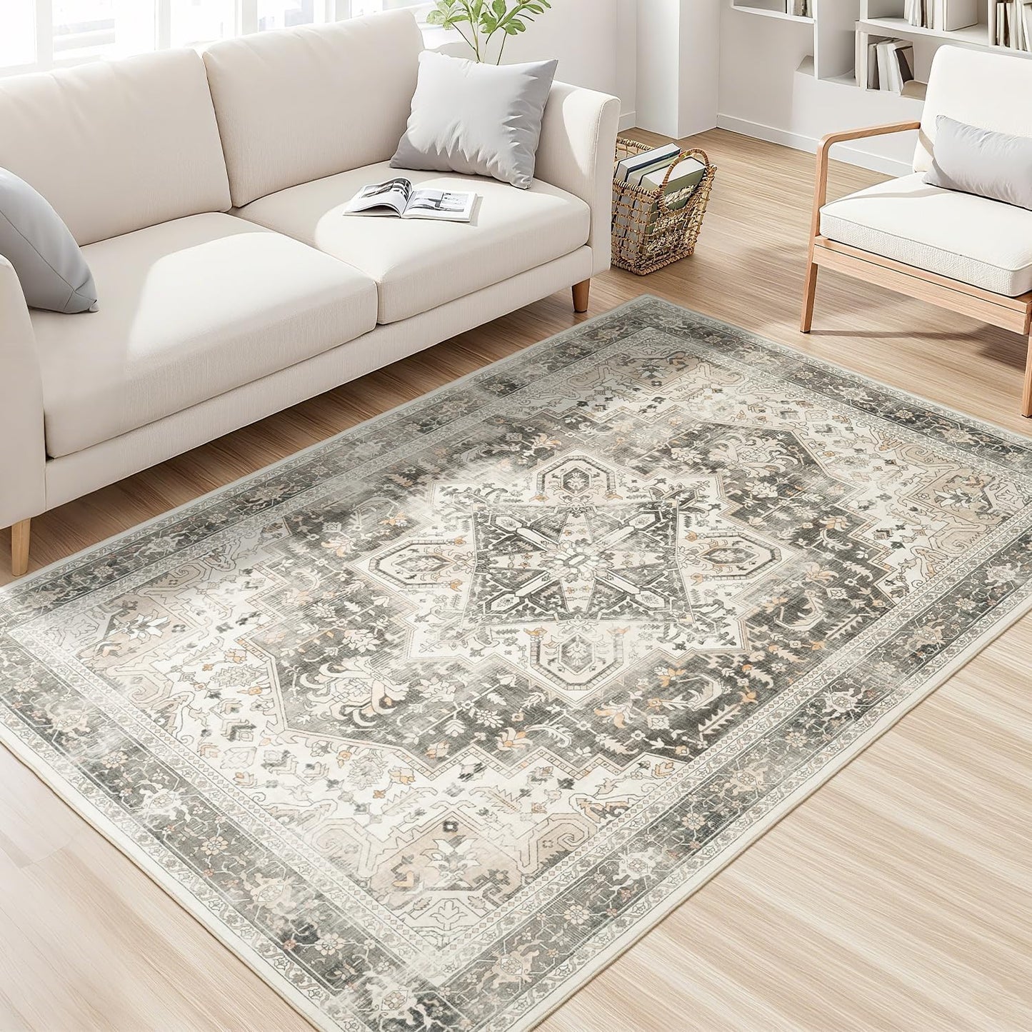 Rugflix 3x5 Area Rugs for Living Room, Soft Vintage Carpet