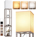 Floor Lamp with Shelves for Living Room Oak Gray - Corner Shelf Lamp