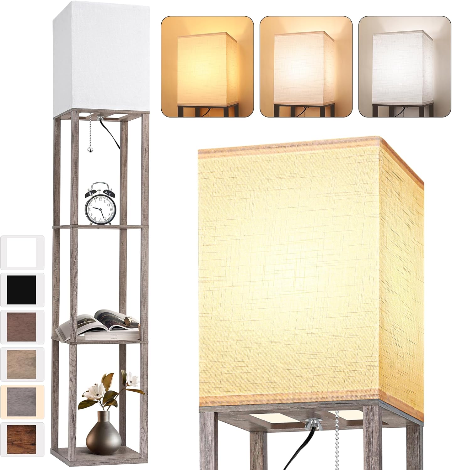 Floor Lamp with Shelves for Living Room - Stylish Organizer Tower