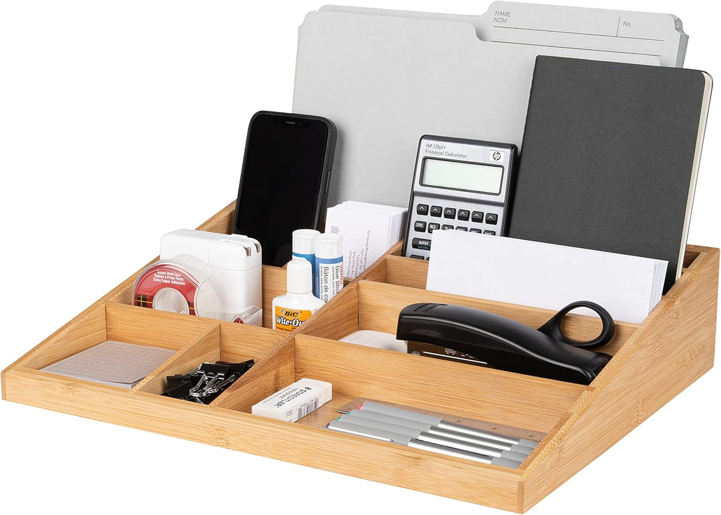 Theodore Bamboo Desk Organizer: Streamline Office Clutter