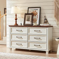 Farmhouse 6 Drawer Dresser 54 in Wide - Vintage Rustic Storage
