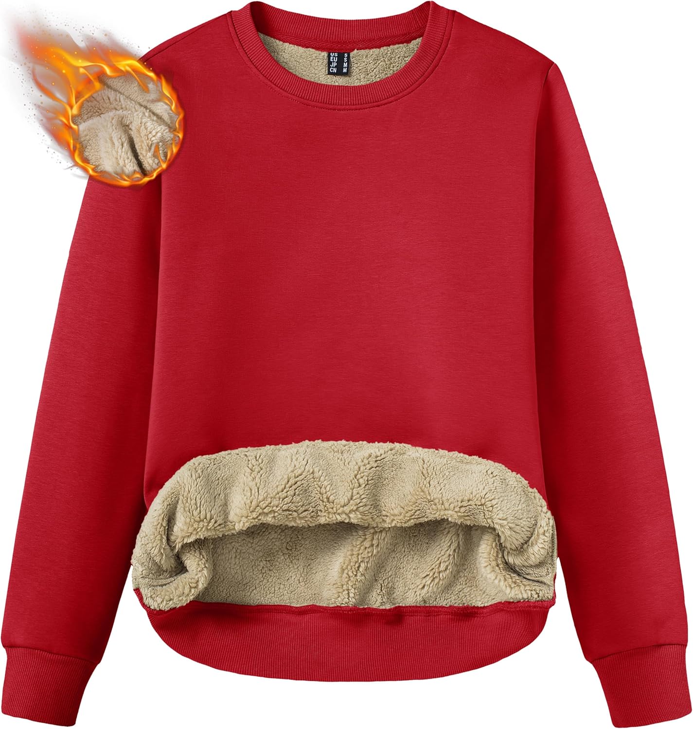 TACVASEN Women's Fleece Lined Crewneck Sweatshirt for Winter