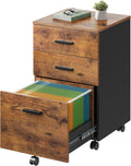 DEVAISE 3 Drawer Wood Mobile File Cabinet - Rustic Brown, Rolling