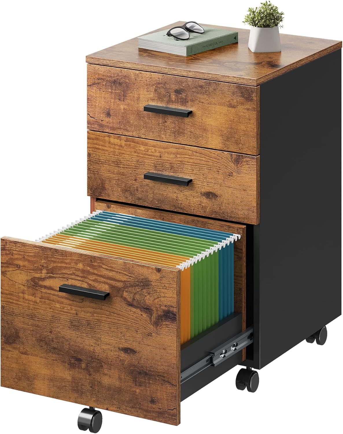 DEVAISE 3 Drawer Wood Mobile File Cabinet for Your Office Needs