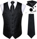 Mens Paisley Vest Tie Set with Lapel Pin Tie Clip - Formal Wear