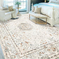 9x12 Area Rugs Washable Boho Rug for Living Room - Vintage Beige