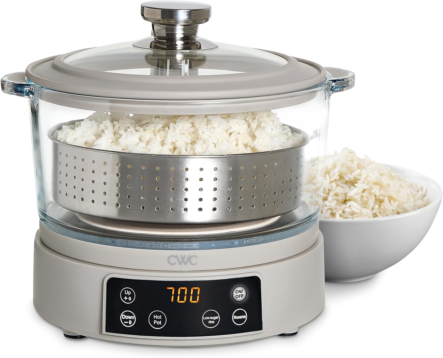 COOK WITH COLOR 3L Glass Low Carb Rice Cooker for Healthy Meals