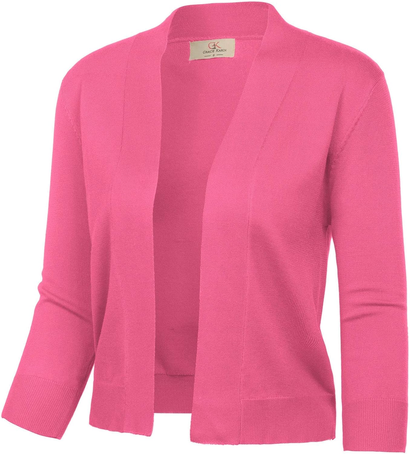 GRACE KARIN Women's 3/4 Sleeve Knit Cropped Cardigan Sweater