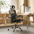 Light Black High-Back Mesh Office Chair with Footrest - Ergonomic