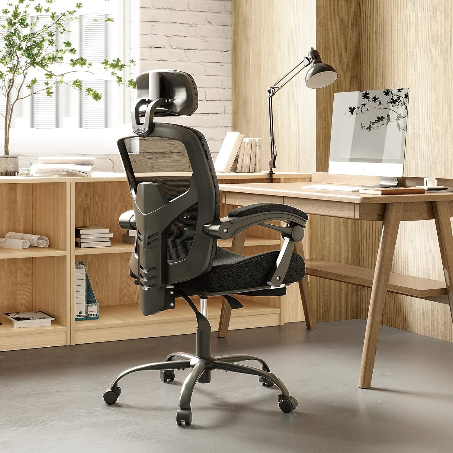 Sweetcrispy Ergonomic Office Computer Desk Chair with Footrest
