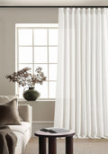Beige White Pinch Pleated Linen Curtains for Living Room Bedroom
