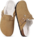 KIDMI Fur Lined Suede Clogs with Cork Footbed - Cozy Winter Mules