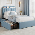 Twin Bed Frame with Storage Headboard and Drawers - Boucle Twin Bed