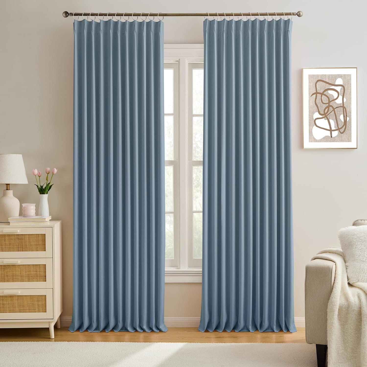 Pinch Pleated Blackout Curtain Drapes for Energy Saving Rooms