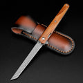 AUBEY Small Damascus Pocket Knife with Sheath - Sharp Tanto Blade