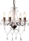 Mini Acrylic Crystal Chandelier Modern Farmhouse Bronze 4-Light