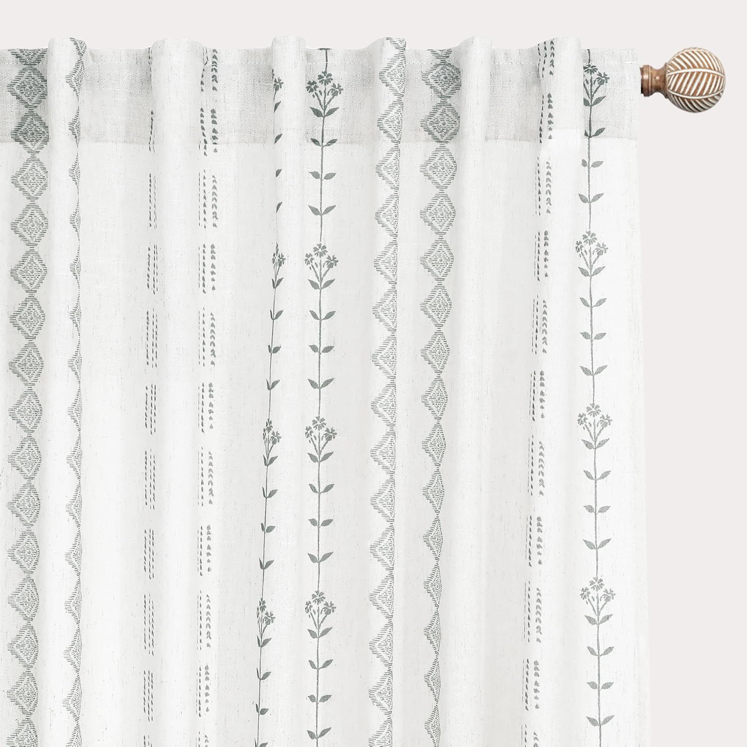 Grey Boho Curtains for Bedroom Living Room - 84 in Long Panels