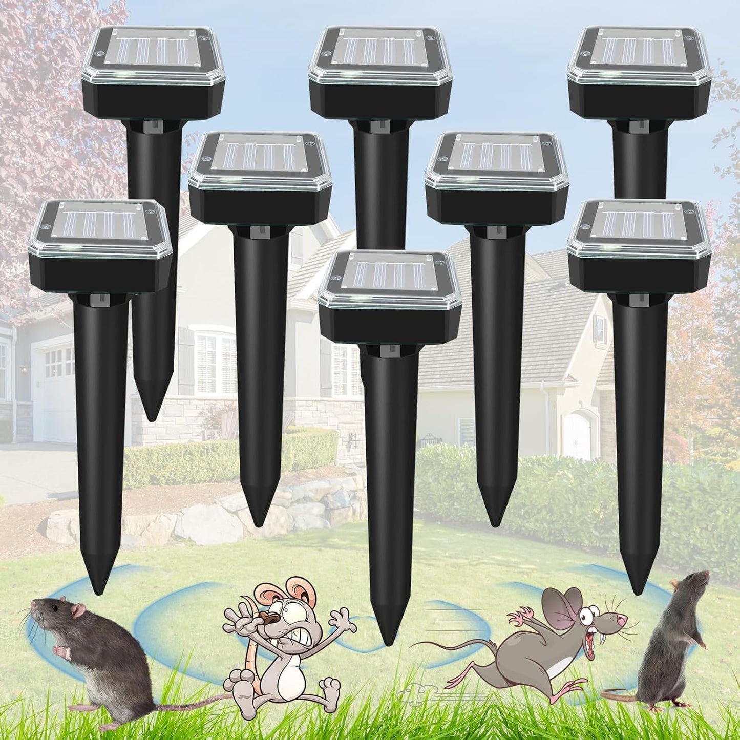 8 Pack Ultrasonic Mole Repellent for Garden and Yard Use