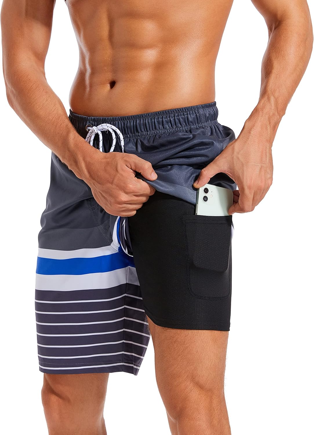 Difficort Mens Swim Trunks with Compression Liner for Comfort