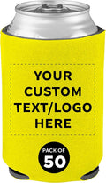 Custom Collapsible Beer Can Coolers Set of 50 - Personalized Yellow