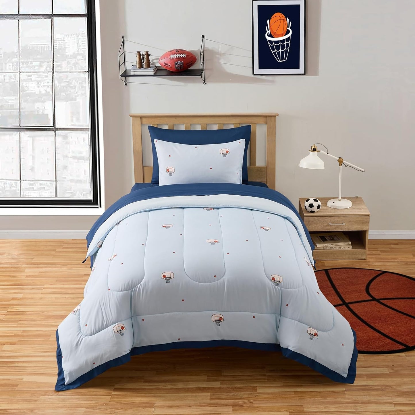 Basketball Comforter Set Twin Size Bed in a Bag for Kids