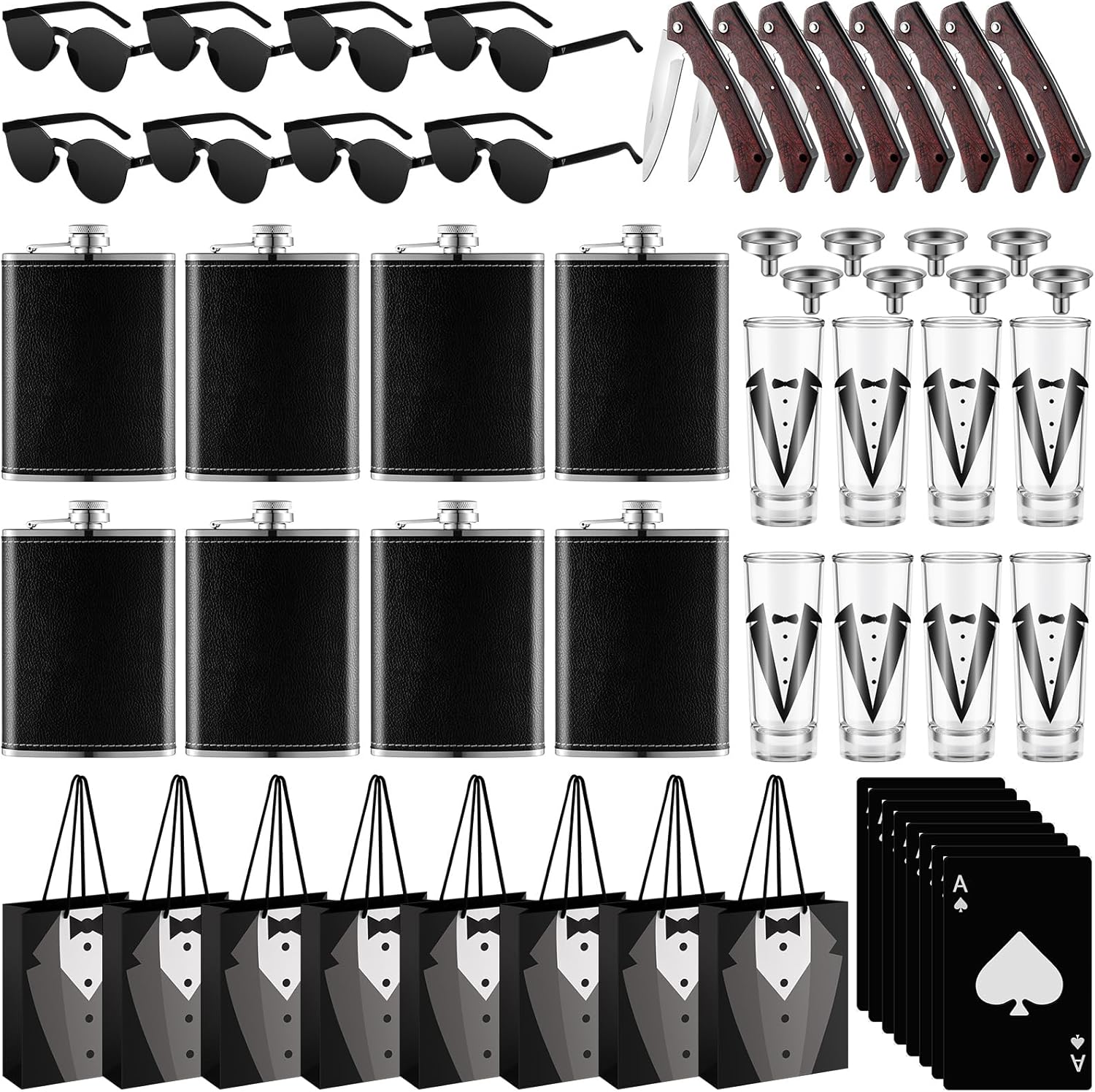 Groomsmen Proposal Gift Set with Engraved Pocket Knives and More