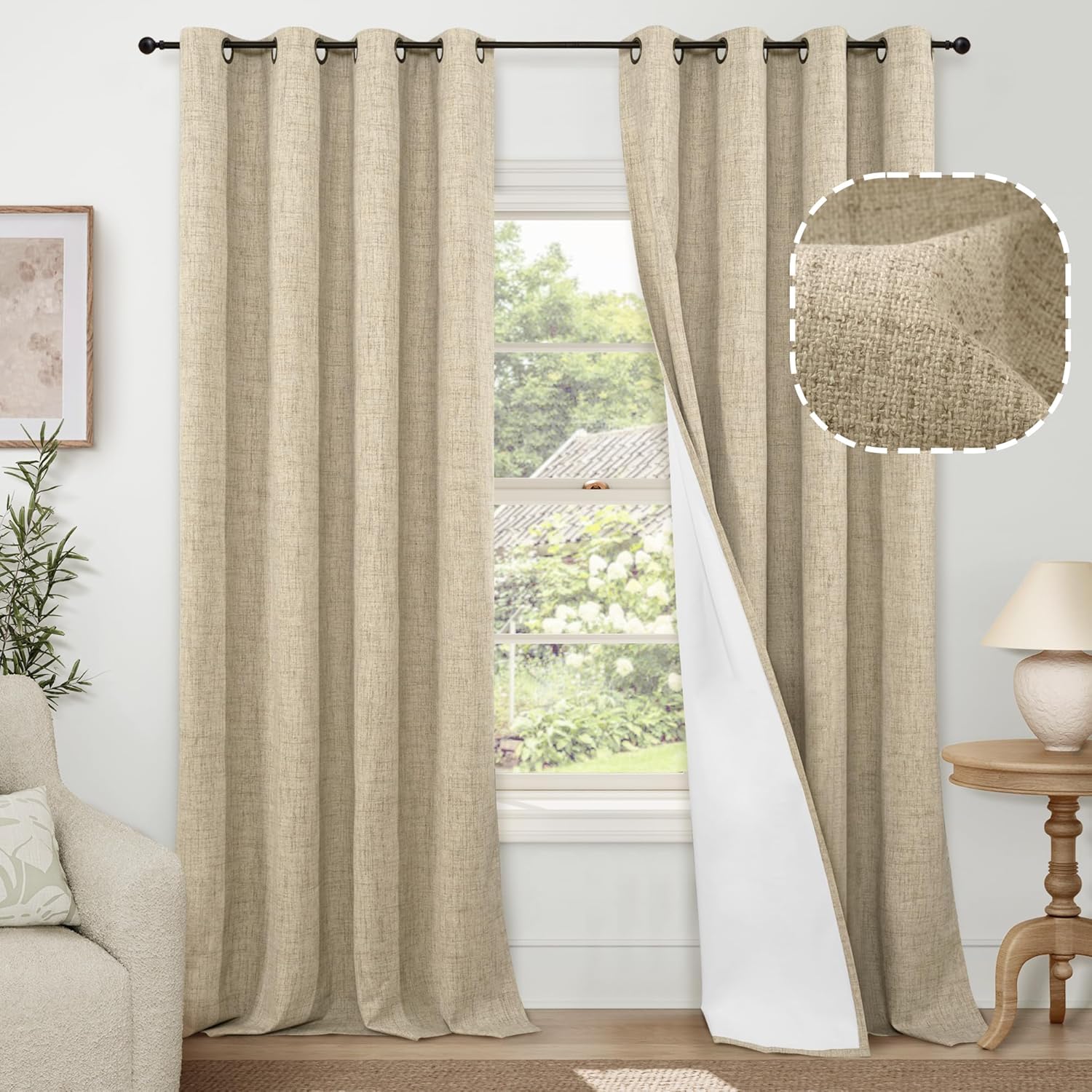 100% Blackout Curtains for Living Room 90 Inches Long Panels