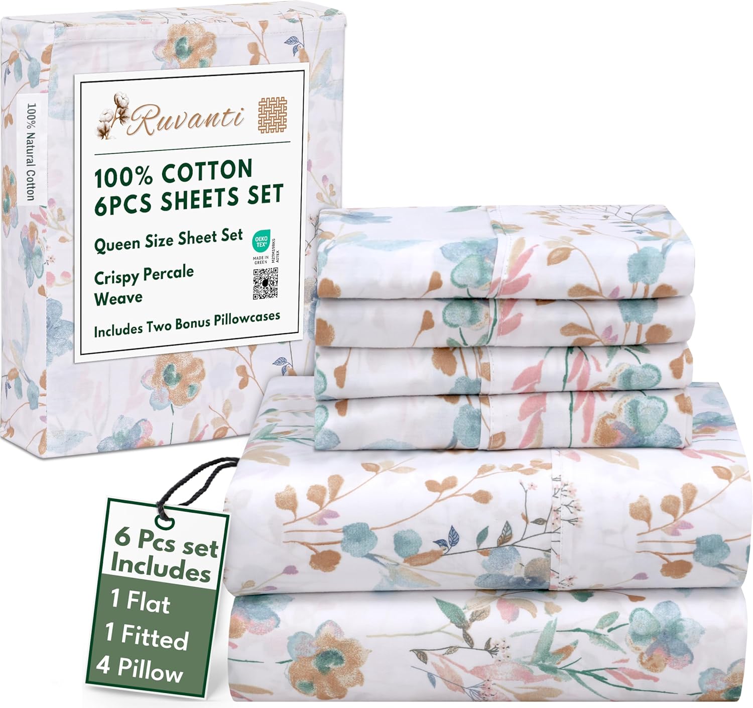 RUVANTI Cotton Sheets Set - Soft, Lightweight & Breathable Quality