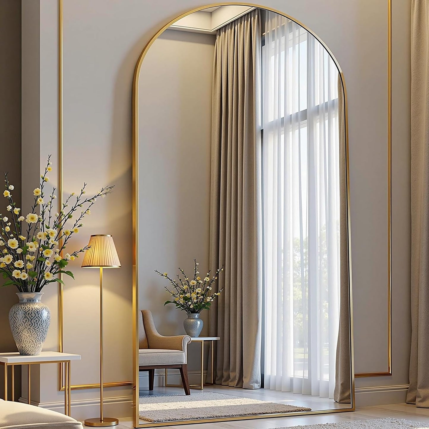 Arched Floor Mirror - 76in x 34in Full Length Mirror for Home