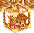 D&D Metal Dice Set 7pc Polyhedral - Hollow Dragon Design, Gold Red
