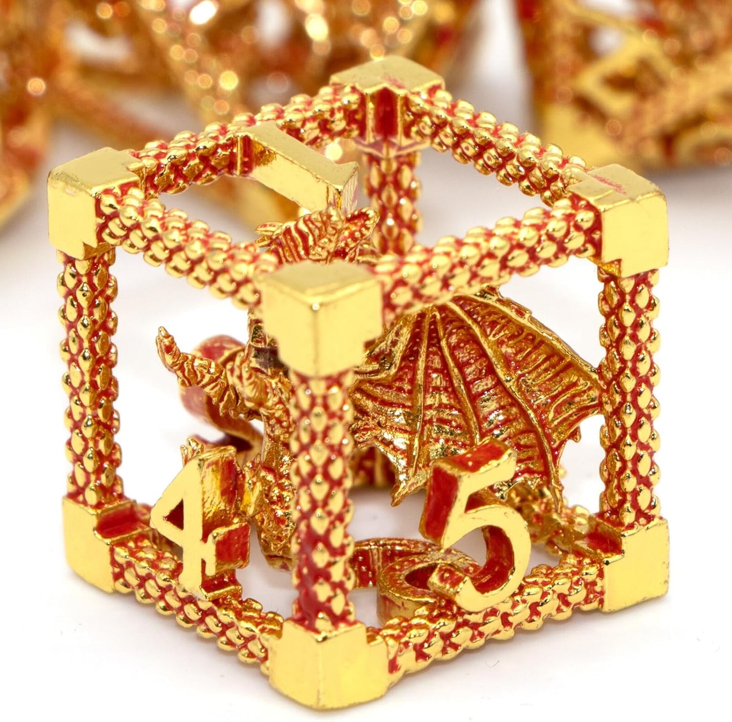 D&D Metal Dice Set - 7pc Polyhedral Dragon Dice for RPGs
