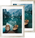 18x24 Frame Set of 2 Distressed White Wood Style - Rustic Poster