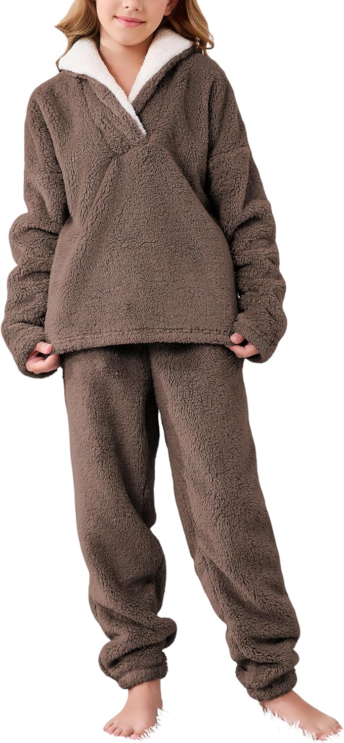 Faleave Girl's Fluffy Pants Sets for Winter Warmth and Comfort
