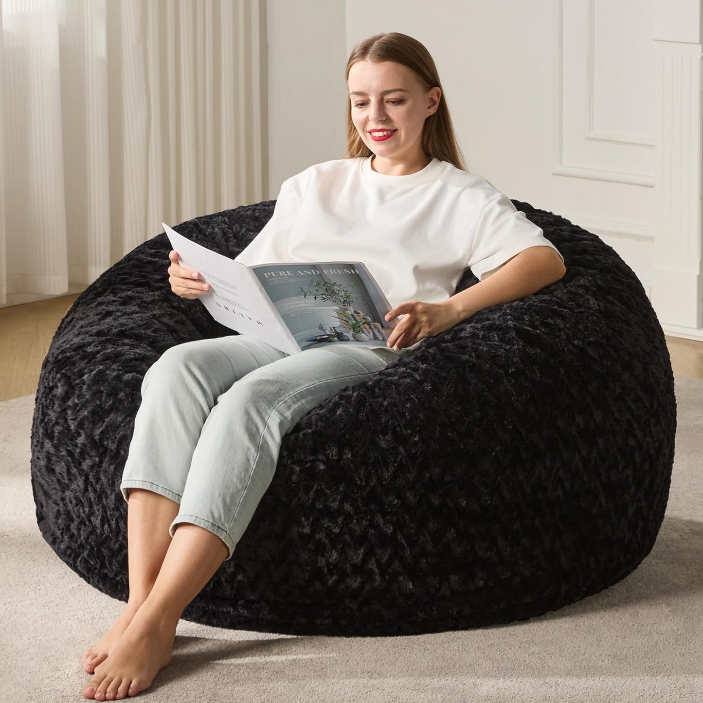 Hobestluk 4ft Bean Bag Chairs for Adults - Cozy and Versatile