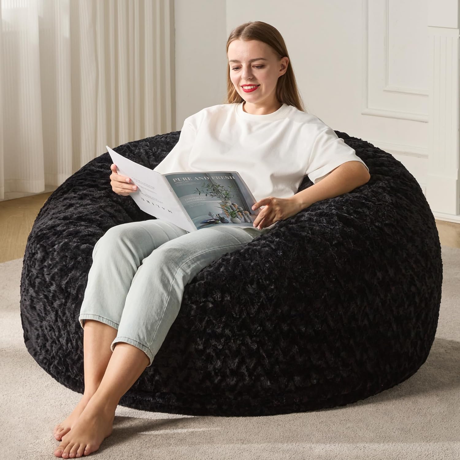 Hobestluk 4ft Bean Bag Chairs for Adults - Cozy and Versatile