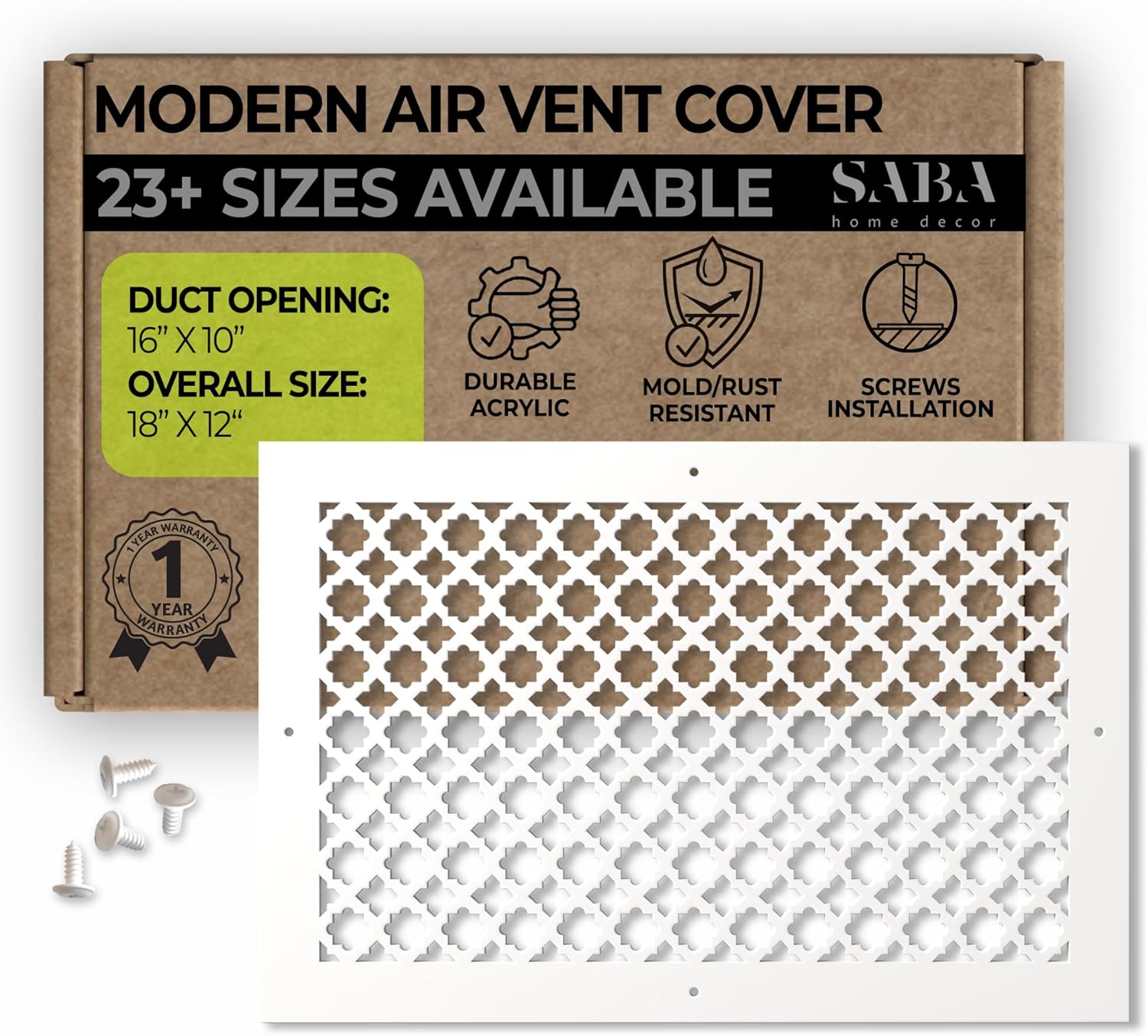 SABA Home Decor Air Vent Cover Grille - Elegant White Finish