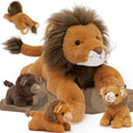 MaoGoLan Lion Stuffed Animal Set with 3 Babies - Interactive Plush