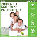 Zippered Full Mattress Protector 5-7in Depth - Waterproof Encasement