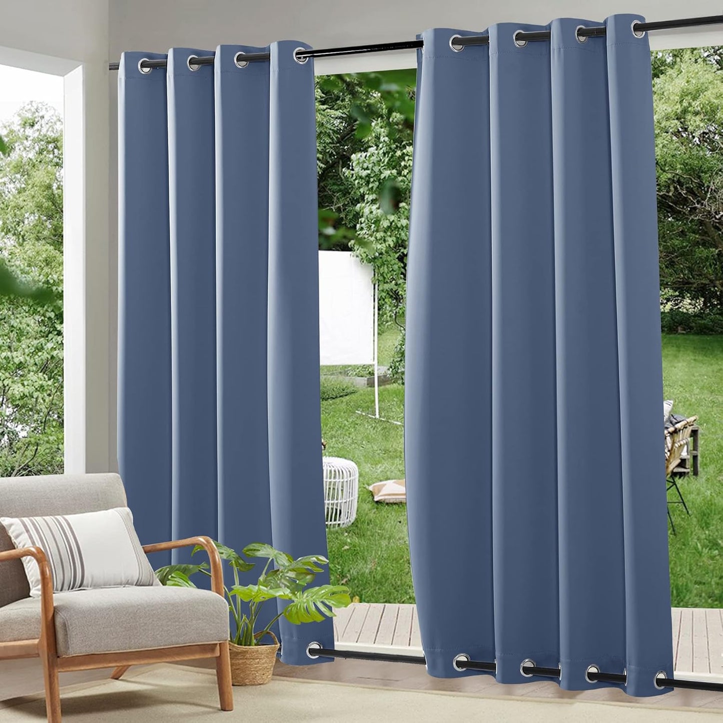 RYB HOME Windproof Outdoor Curtains for Patio and Balcony