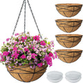 4 Pack 14 in Hanging Flower Baskets for Outdoor Plants - Large Metal